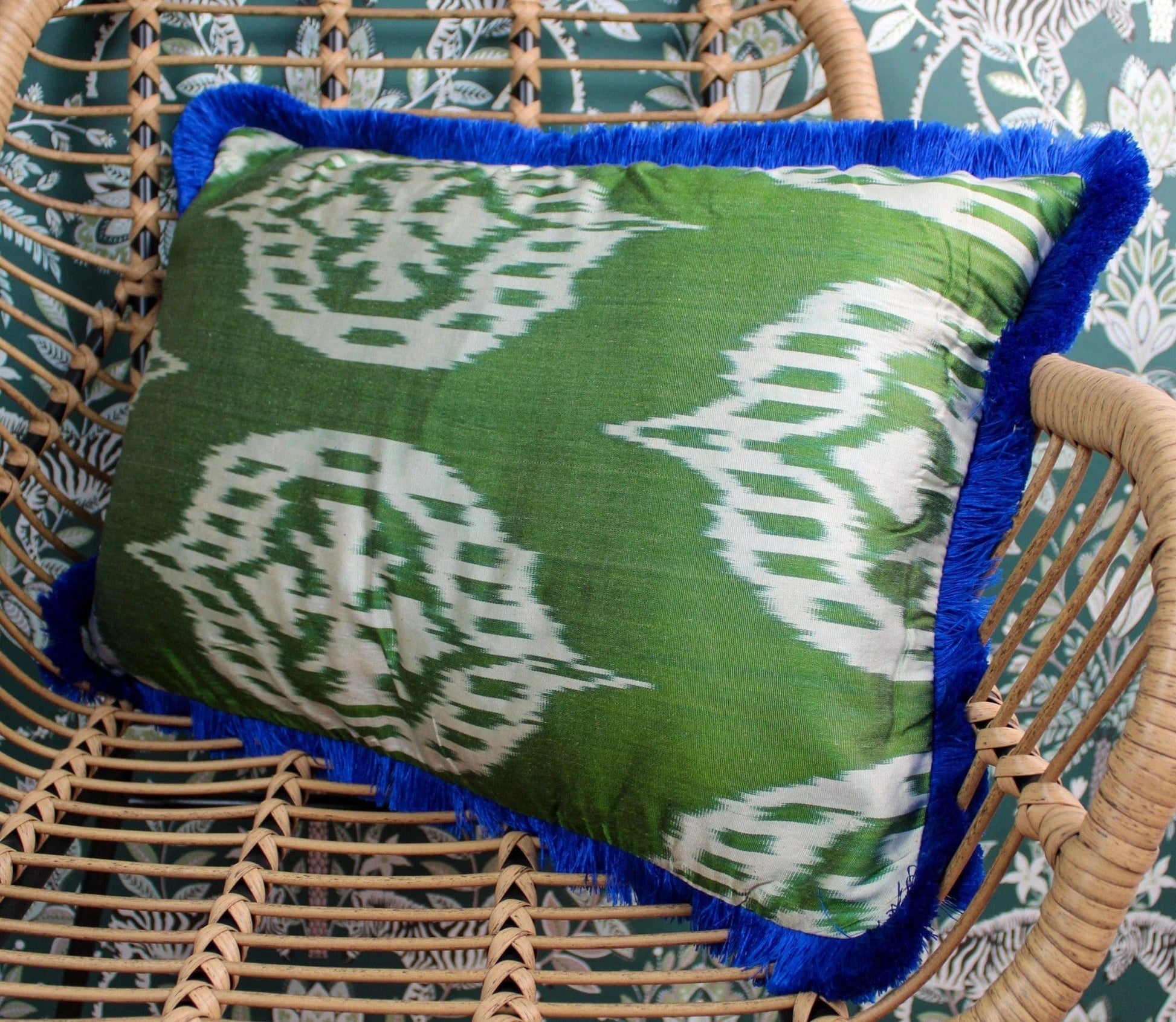 Cushions Moss & Cobalt Rectangular Silk Cushion 18399