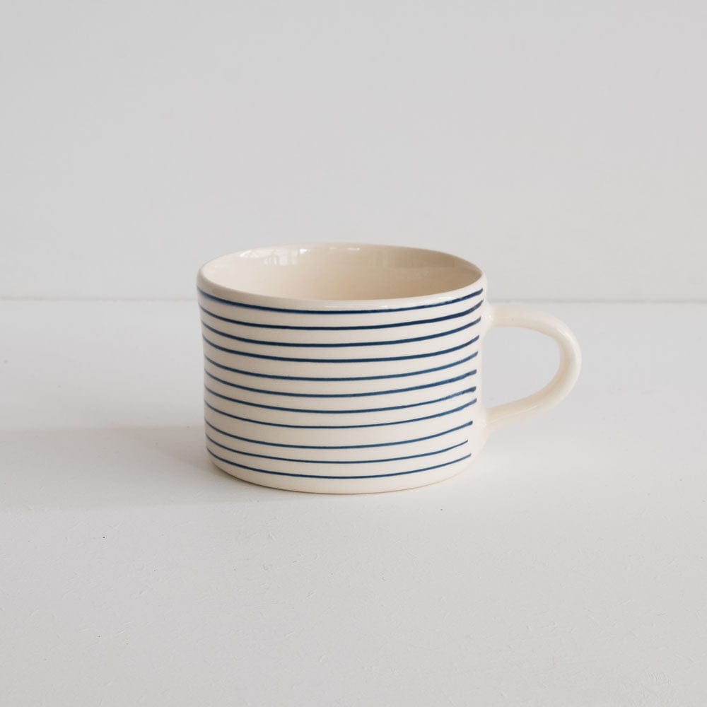 Chinaware Musango Mugs White w Colour Stripe / Blue 15212