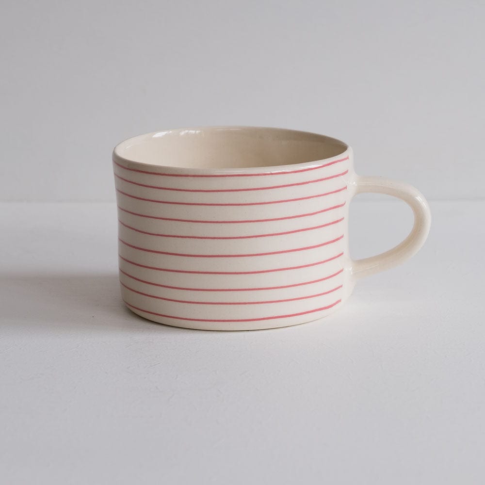 Chinaware Musango Mugs White w Colour Stripe / Rose 12262