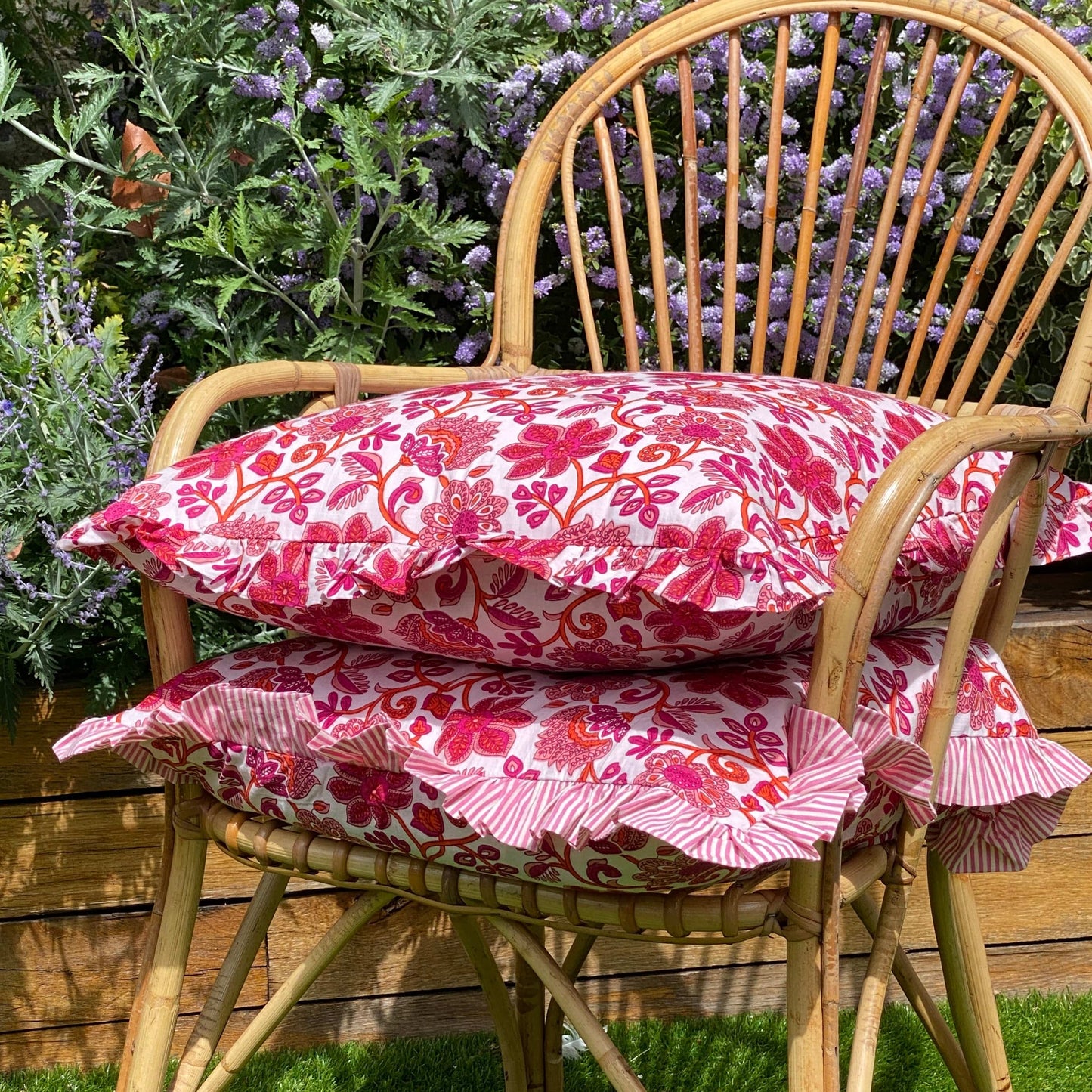 Cushions Ruffle Cushion - Pink/Orange Floral