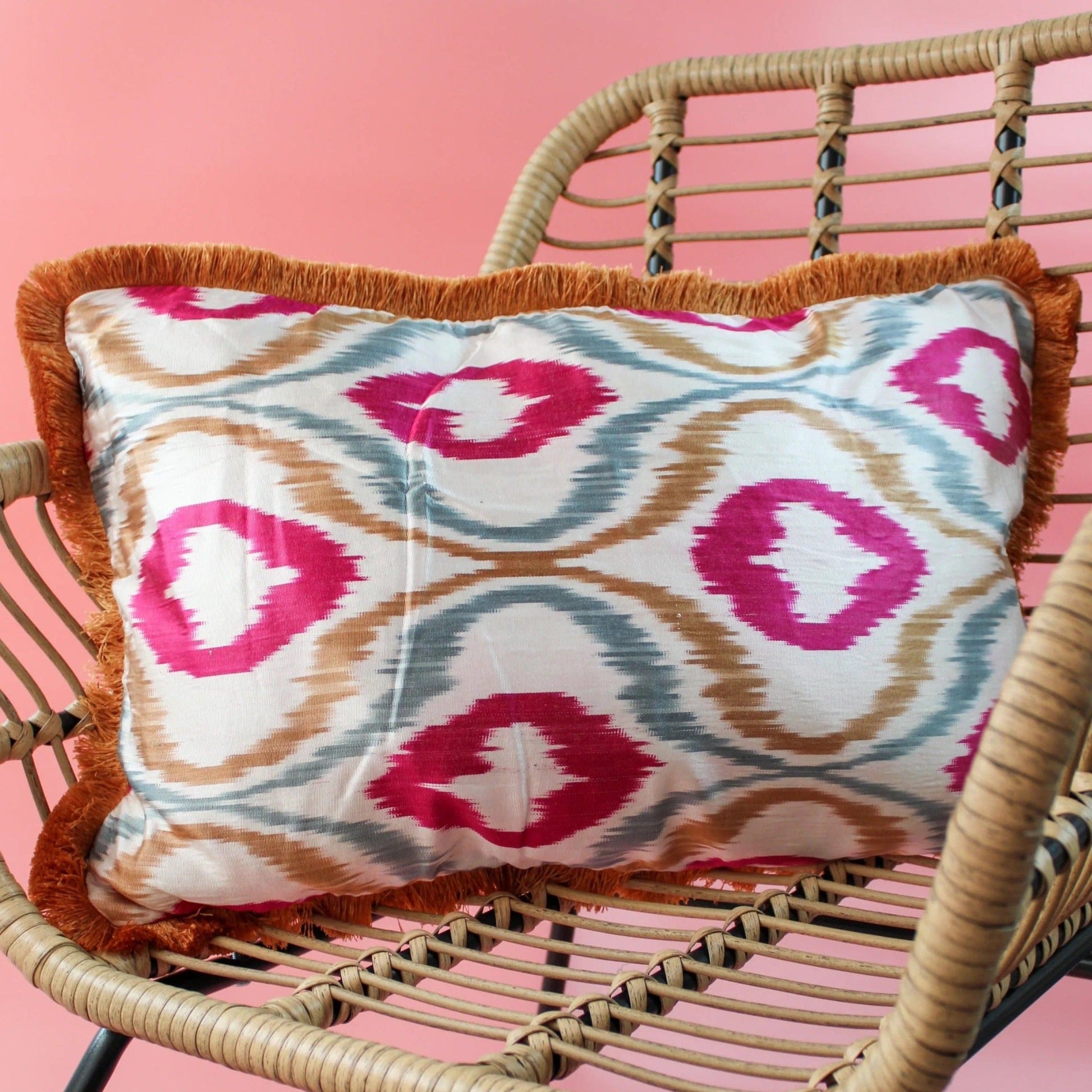 My Doris Cushions Tobacco & Pink Silk Cushion 19119